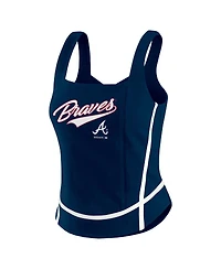 Wear by Erin Andrews Women's Navy Atlanta Braves Square Neck Tank Top