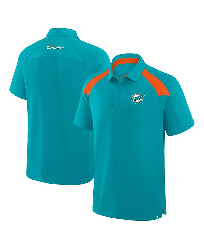 Fanatics Men's Aqua Miami Dolphins Back Around Raglan Polo Shirt