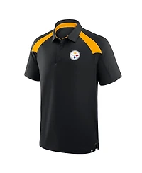 Fanatics Men's Black Pittsburgh Steelers Back Around Raglan Polo Shirt