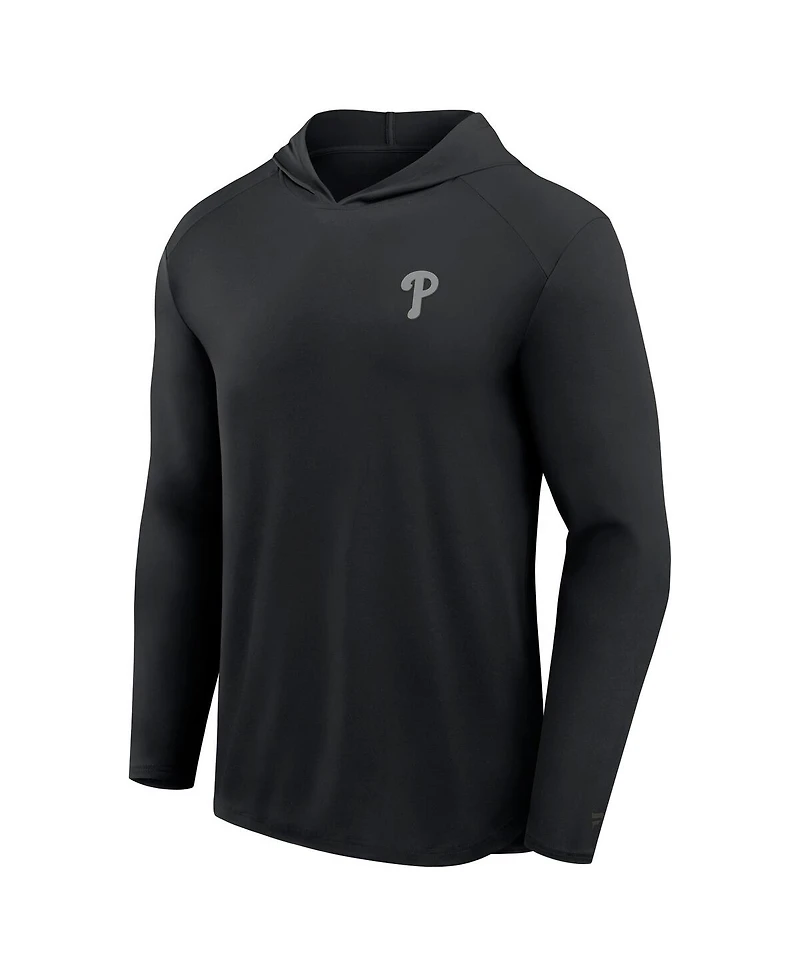 Fanatics Men's Black Philadelphia Phillies Front Office Power Mono Long Sleeve Hoodie T-Shirt