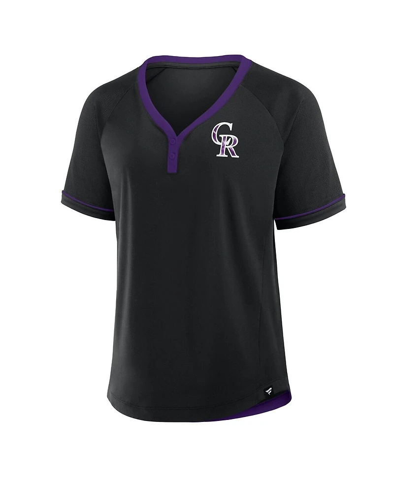 Fanatics Women's Black Colorado Rockies League Diva Star Raglan V-Neck T-Shirt