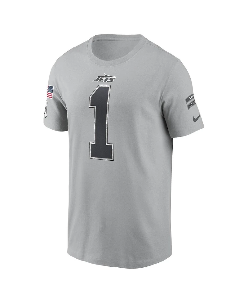 Nike Men's Ahmad Sauce Gardner Gray New York Jets 2024 Salute to Service Name Number T-Shirt