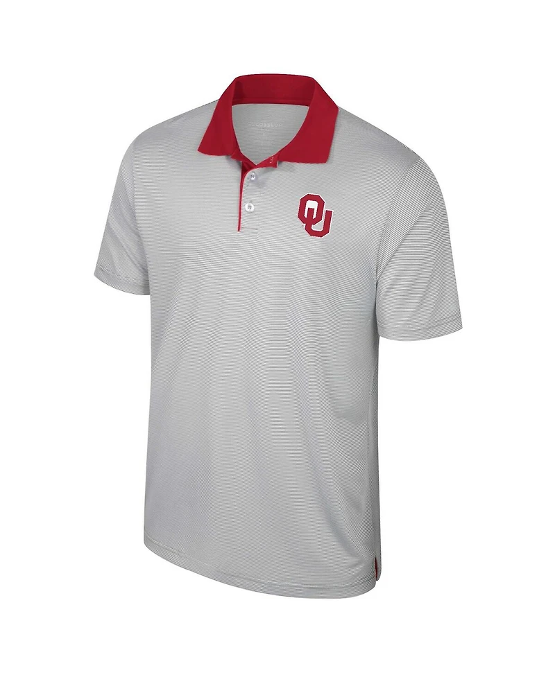 Colosseum Men's Gray Oklahoma Sooners Big Tall Tuck Striped Polo Shirt