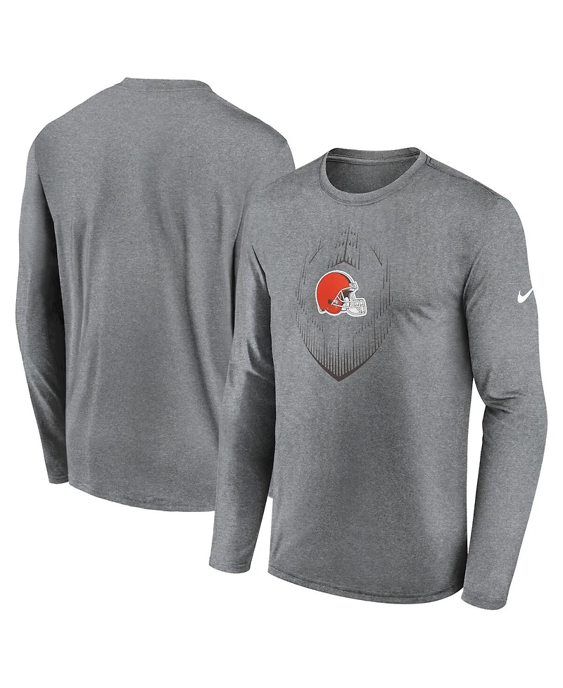 Nike Men's Heather Gray Cleveland Browns Icon Legend Performance Long Sleeve T-Shirt