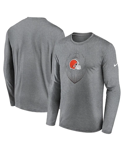 Nike Men's Heather Gray Cleveland Browns Icon Legend Performance Long Sleeve T-Shirt