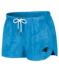 Wear by Erin Andrews Women's 2-Piece Blue Carolina Panthers Tie-Dye Cropped Pullover Sweatshirt and Shorts Lounge Set