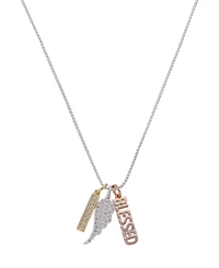 Unwritten Fine Silver Plated Crystal Wing Blessed Charm Short Pendant Necklace