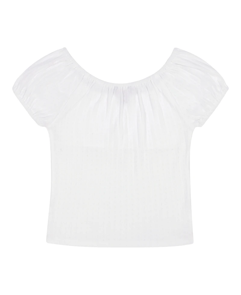 Tommy Hilfiger Big Girls Pointelle Puff Sleeve Top