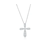 Sterling Silver, Cross Cz Necklace