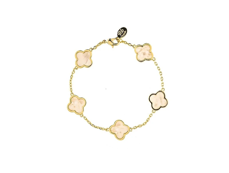 Rivka Friedman Mother of Pearl Clover Station Bracelet