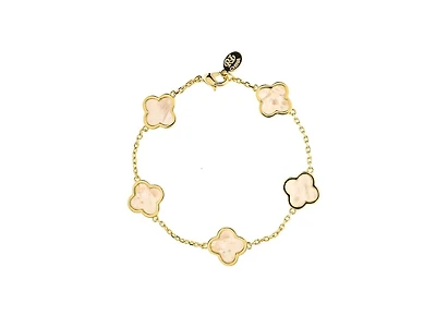 Rivka Friedman Mother of Pearl Clover Station Bracelet