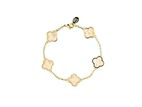 Rivka Friedman Mother of Pearl Clover Station Bracelet