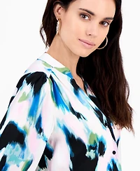 I.n.c. International Concepts Petite Printed Puff-Sleeve Blouse, Macy's Exclusive