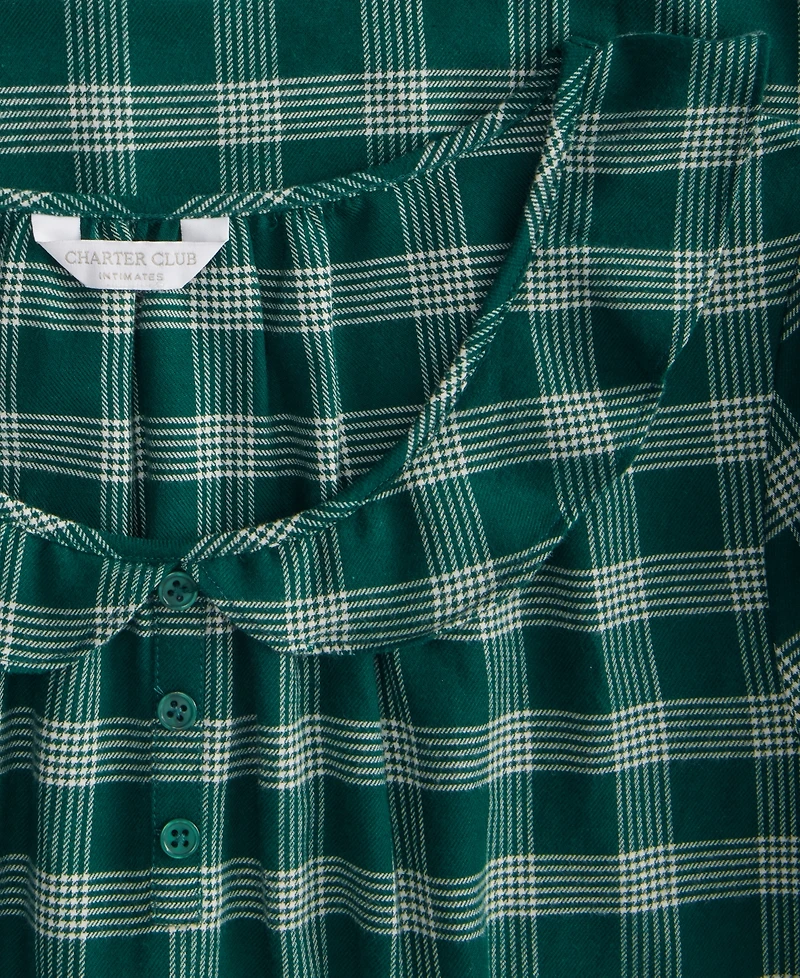 Charter Club Women's Flannel Ruffle-Neck Long Sleeve Nightgown