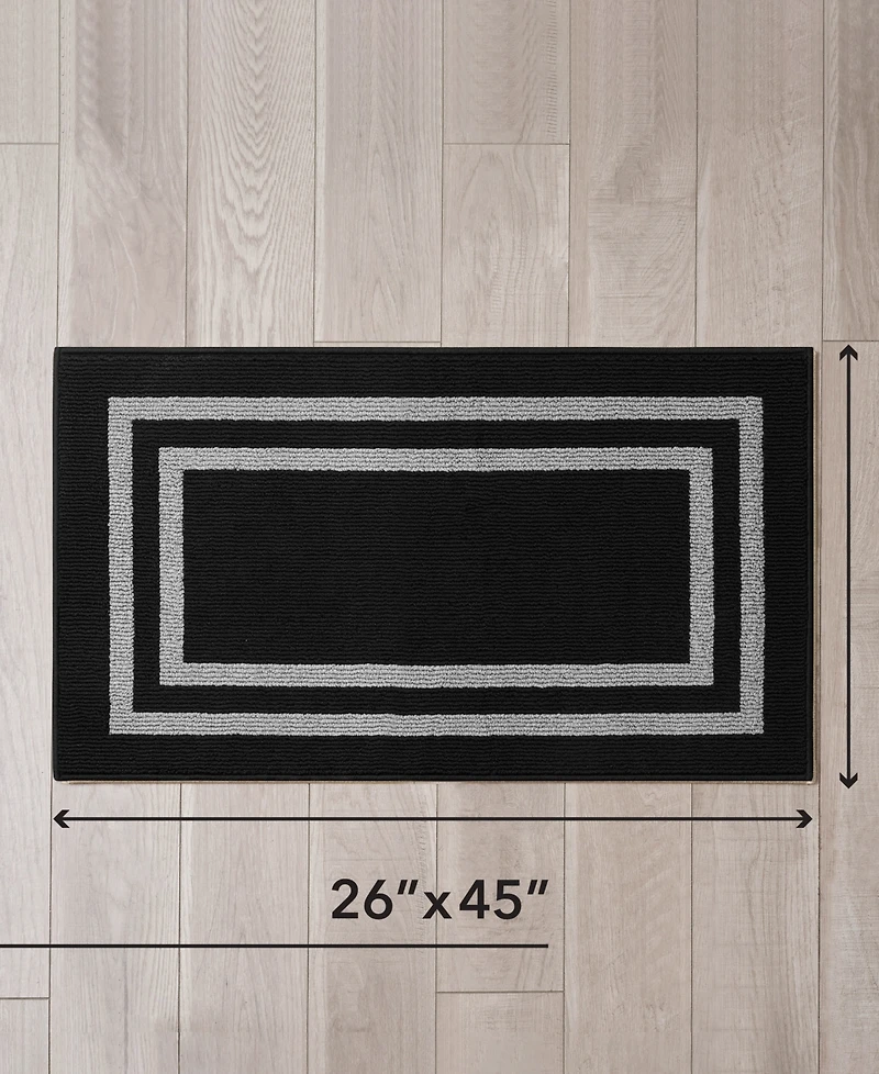 Jean Pierre Double Line Border Tufted - Machine Washable Runner Rug
