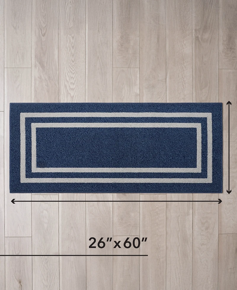 Jean Pierre Double Line Border Tufted - Machine Washable Runner Rug