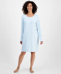 Charter Club Women's Jersey Printed Long Sleeve Sleepshirt