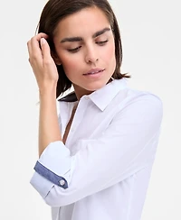 Tommy Hilfiger Women's Cotton Roll-Tab Button-Up Shirt