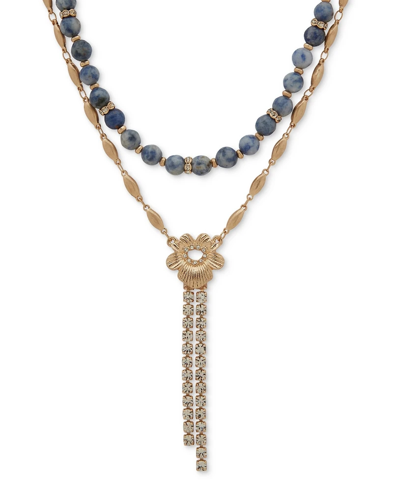 lonna & lilly Beaded Two-Row Lariat Necklace, 16" + 3" extender