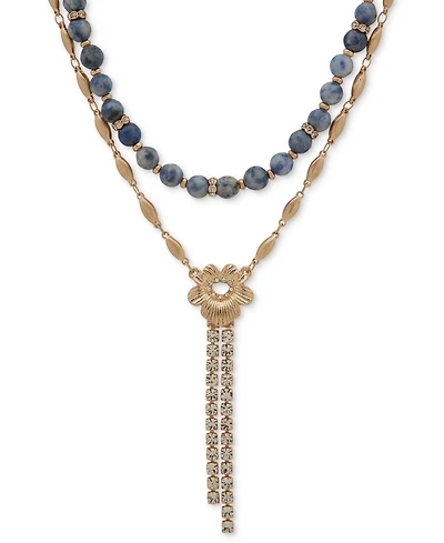 lonna & lilly Beaded Two-Row Lariat Necklace, 16" + 3" extender