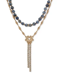 lonna & lilly Beaded Two-Row Lariat Necklace, 16" + 3" extender