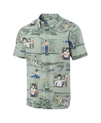 Reyn Spooner Men's Bruce Lee Green Hollywood Icons Little Dragon Button-Down Shirt