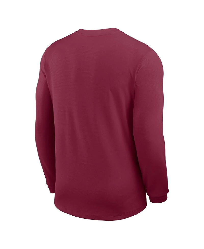 Nike Men's Garnet Florida State Seminoles 2025 Sideline Coach Uv Performance Long Sleeve T-Shirt