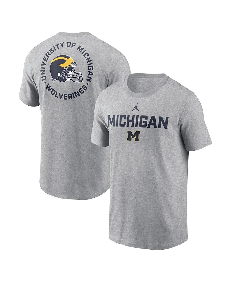 Jordan Men's Heather Gray Michigan Wolverines Campus 2-Hit T-Shirt