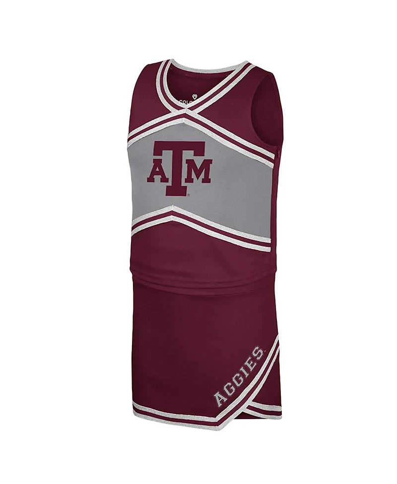 Colosseum Big Girls Maroon Texas A&M Aggies Cheerleader Top and Skirt Set