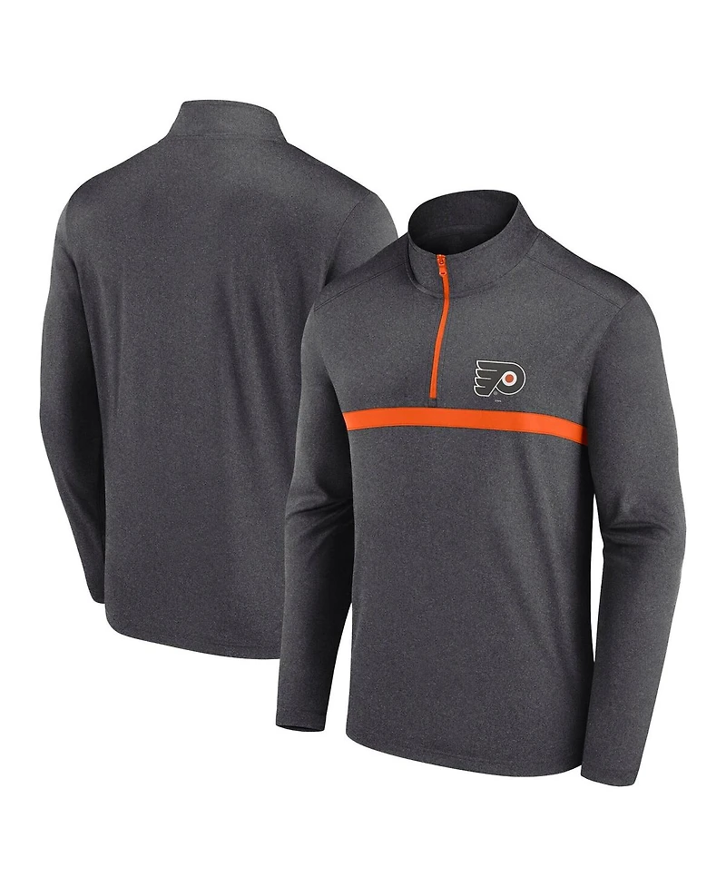 Logo Athletic Men's Heather Charcoal Philadelphia Flyers Head-to-Head Quarter-Zip Top