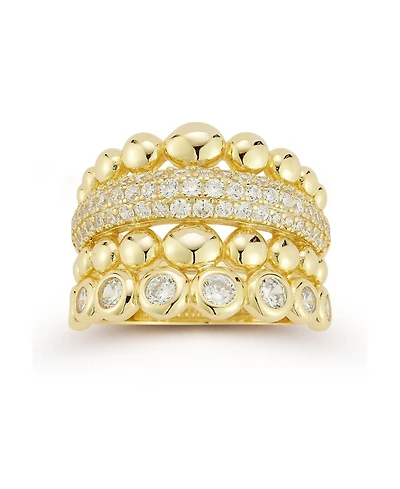 Rachel Zoe 14K Gold Plated Sterling Silver Statement Stacked Ring