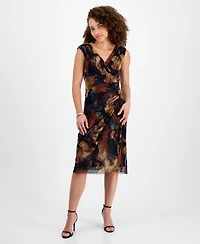 Connected Petite Printed V-Neck Sleeveless Dress