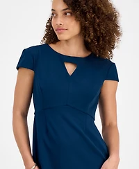 Connected Petite Keyhole-Neck Short-Sleeve Dress