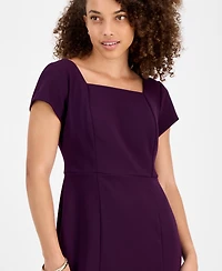 Connected Petite Square-Neck Short-Sleeve Dress