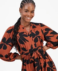 Robbie Bee Petite Floral-Print Tiered Midi Dress