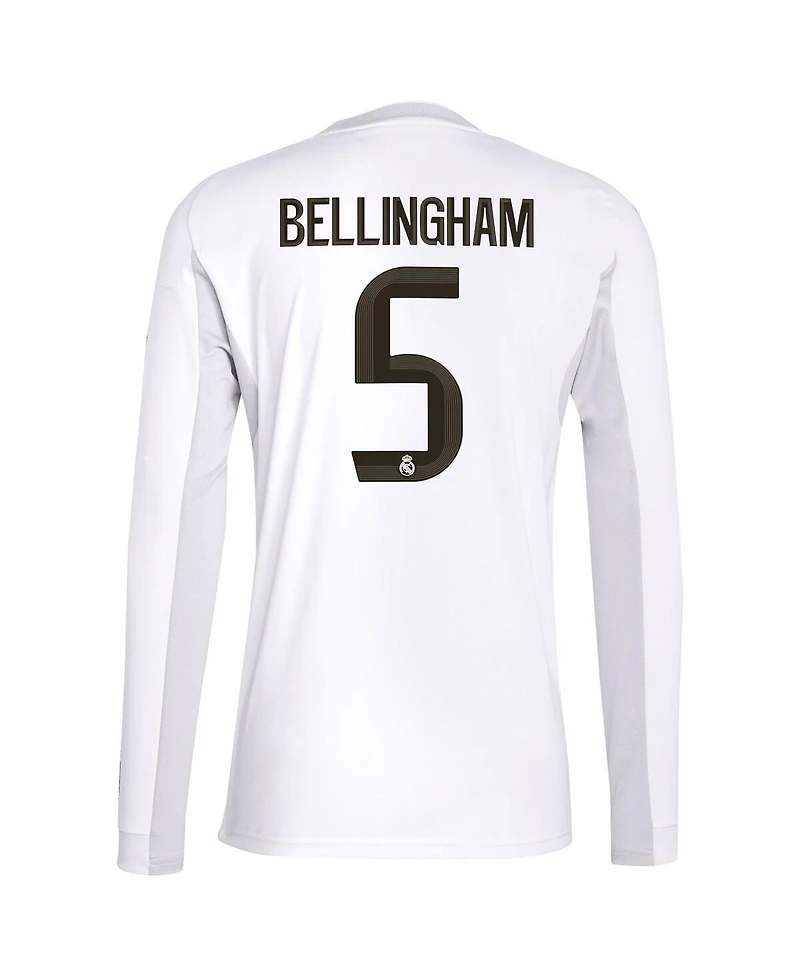 Adidas Men's Jude Bellingham White Real Madrid 2025/26 Home Replica Long Sleeve Jersey