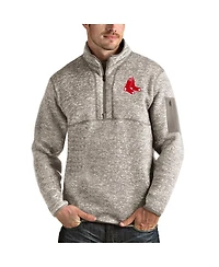 Antigua Men's Oatmeal Boston Red Sox Fortune Quarter-Zip Pullover Jacket