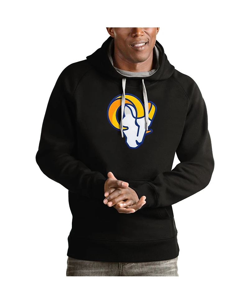 Antigua Men's Black Los Angeles Rams Victory Pullover Hoodie