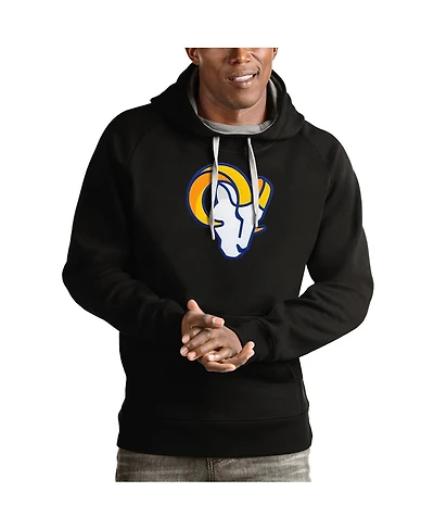 Antigua Men's Black Los Angeles Rams Victory Pullover Hoodie
