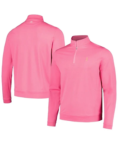 Peter Millar Men's Pink The Players Perth melange Performance Quarter-Zip Sweatshirt