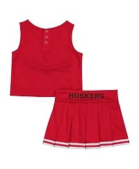 Colosseum Girls Toddler 2-Piece Scarlet Nebraska Huskers Time For Recess Cheer Top and Skirt Set