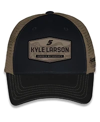 Checkered Flag Sports Men's and Women's Black Kyle Larson Flag Trucker Adjustable Hat