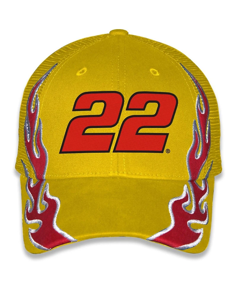 Checkered Flag Sports Men's and Women's Yellow Joey Logano Shell Pennzoil Flame Trucker Adjustable Hat