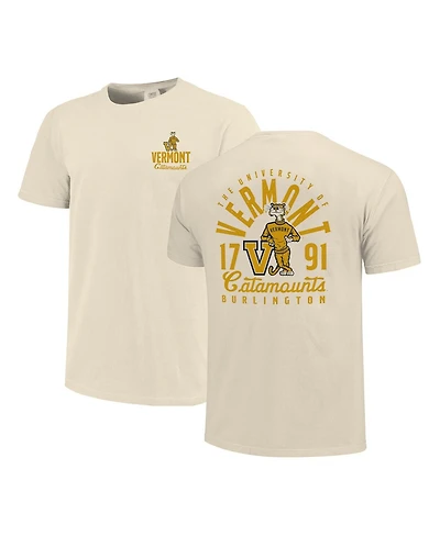 Image One Men's Cream Vermont Catamounts Comfort Colors Mascot Overlay T-Shirt