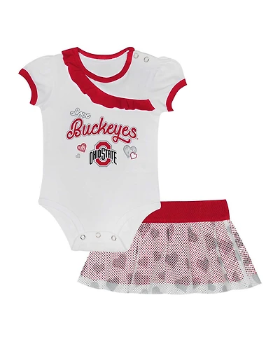 Outerstuff Baby Boys and Girls 2-Piece Ohio State Buckeye Love My Team Bodysuit Skirt Set