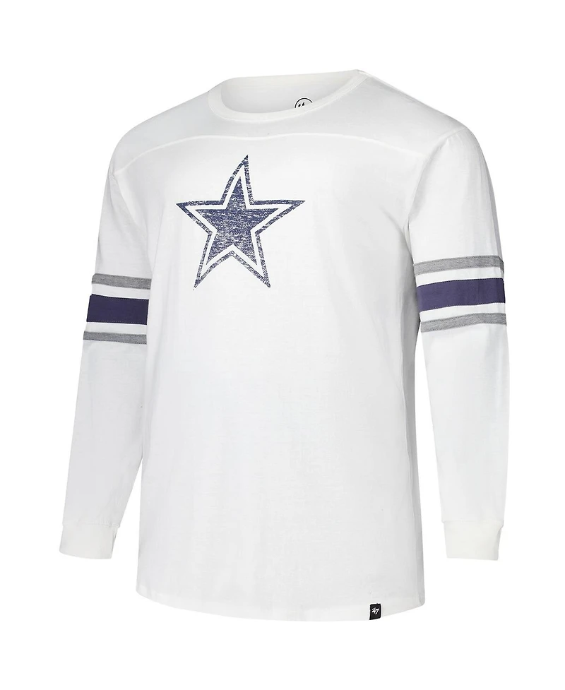 '47 Brand Men's White Dallas Cowboys Big Tall Premier Brex Long Sleeve T-Shirt