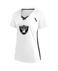 Fanatics Women's White Las Vegas Raiders Plus Glitter Lace-Up V- Neck T-Shirt
