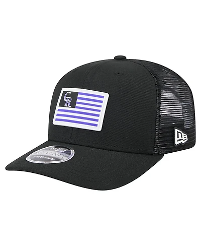 New Era Men's Black Colorado Rockies Flag 9SEVENTY Stretch-Snap Hat
