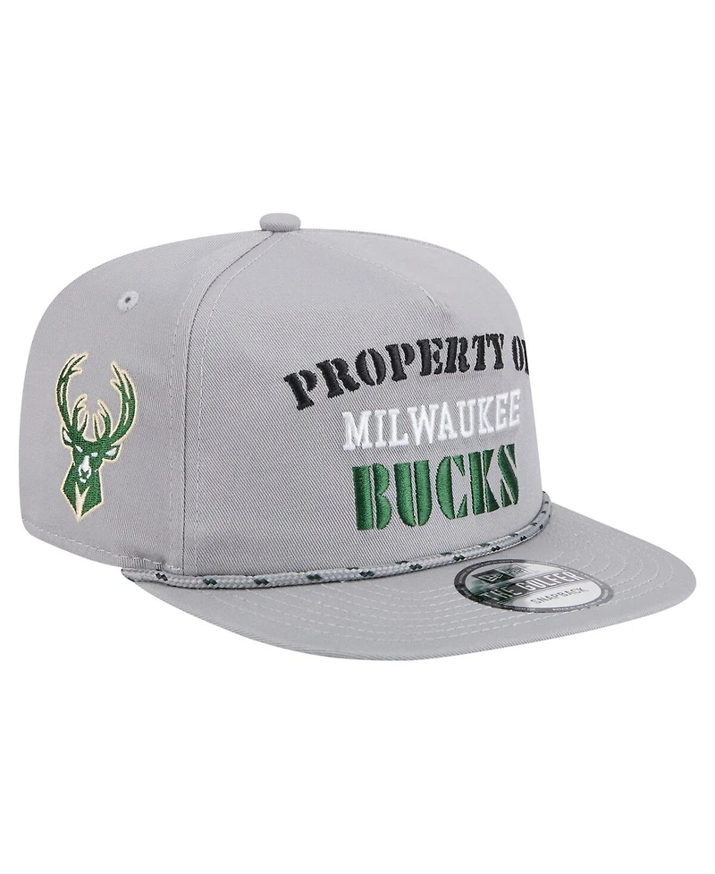 New Era Men's Gray Milwaukee Bucks Throwback Property Of Golfer Snapback Hat