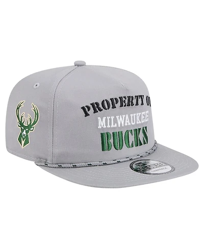 New Era Men's Gray Milwaukee Bucks Throwback Property Of Golfer Snapback Hat